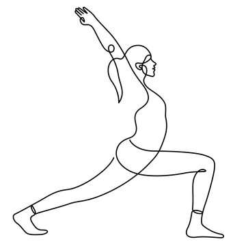 recommend clip art: woman in warrior pose yoga balancing illustration