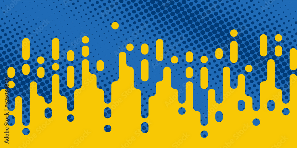 Poster abstract background with halftone dots in color of ukraine flag. modern design. vector illustration