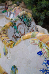 Mosaik im Park Guell in Barcelona Spanien