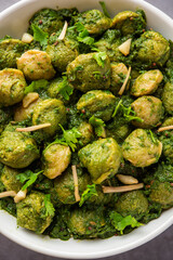 Soya Chunks Palak curry also known as Spinach Soyabean chunks sabzi or sabji, Healthy Indian food