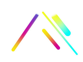 3d render, abstract colorful neon geometric shapes isolated on transparent background