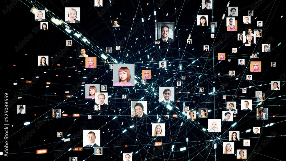 Poster social networking service concept. global communication network. diversity. inclusion.