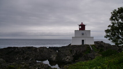Fototapeta na wymiar Amphitrite Point Lighthouse, Vancouver Island, Canada