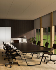 Modern office meeting room or conference room interior with conference table