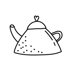 Black silhouette of teapot. Teapot vector silhouette icon illustration isolated on white background.