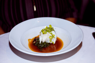 Sea bass served at a fine luxury restaurant in Charlotte NC.