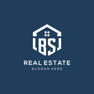 Letter BS logo for real estate with hexagon style