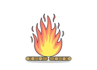 flat design outline style cute fire