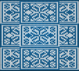 New year knitted seamless pattern with xmas ornate, vector illustration
