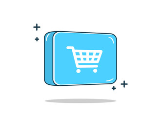 flat design outline style cute basket