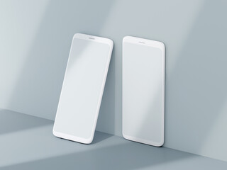 Phone with white screen for Mockup, 3d Illustration, 3d rendering