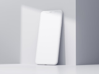 Phone with white screen for Mockup, 3d Illustration, 3d rendering