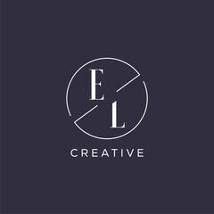 Elegant look monogram EL logo with simple circle line - obrazy, fototapety, plakaty