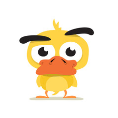 Funny yellow chicken or duck isolated on white background - vector