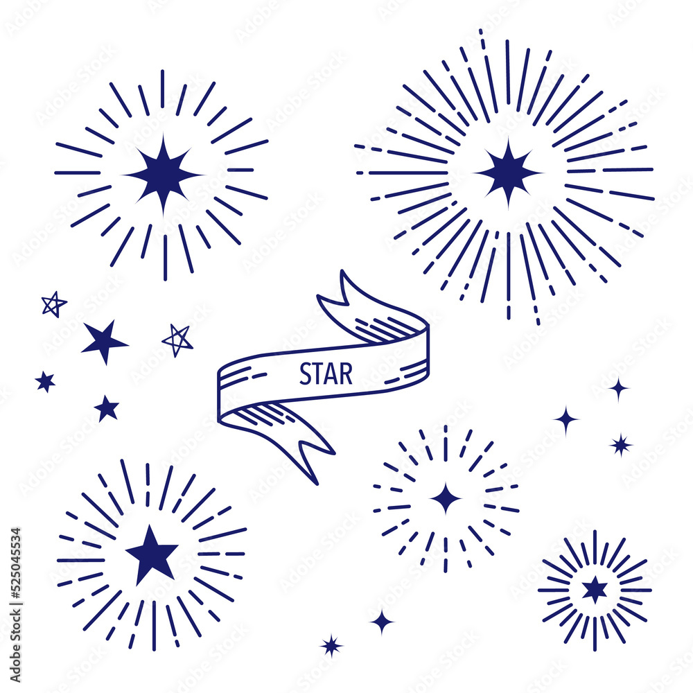 Wall mural hand drawn star illustration set