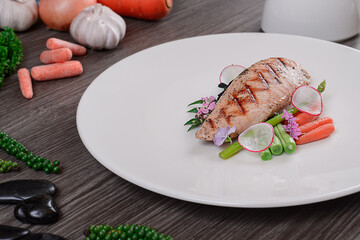 Chicken chilli steak with roasted vegetable,