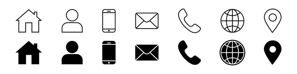 Contact business icon set simple design