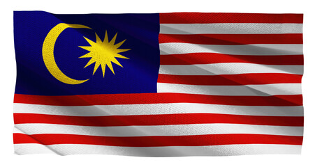 Malaysia waving flag with dot texture. Best background for Malaysia Independence Merdeka Day 31 August, banner and backdrop. Malaysia Flag isolated white background.