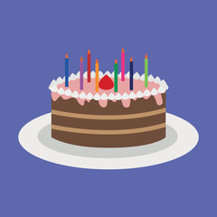 Birthday cake with candles, illustration