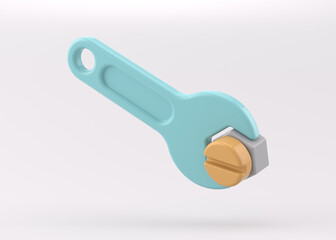 Realistic Metallic Maintenance Tools Icon. screw driver and spanner. bolt and nut isolated on white background. 3d rendering
