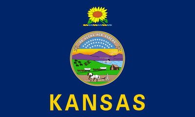 Kansas state flag. Vector illustration. - obrazy, fototapety, plakaty