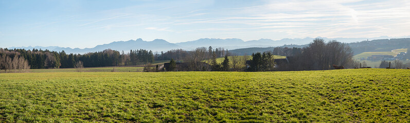 Fototapeta na wymiar rural landscape upper bavaria, view to the alps