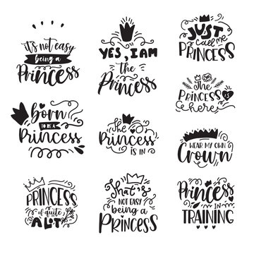 set of elements
Hand lettering illustration
Princess
baby born t-shirt signs