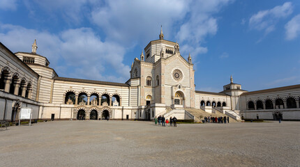 Fototapeta premium MILAN, ITALY, MARCH, 5, 2022 - View of the Monumental cemetery of Milan, Italy