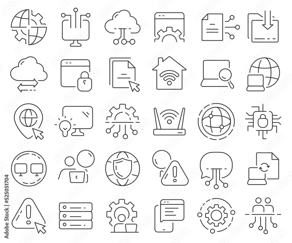 Poster Internet technology line icons collection. Thin outline icons pack. Vector illustration eps10