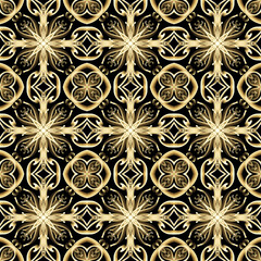 Seamless luxurious surface pattern in golden color. Use for fashion design, clothing, fabrics, home decoration, bedding, wallpapers, invitations, greeting cards and gift packages.