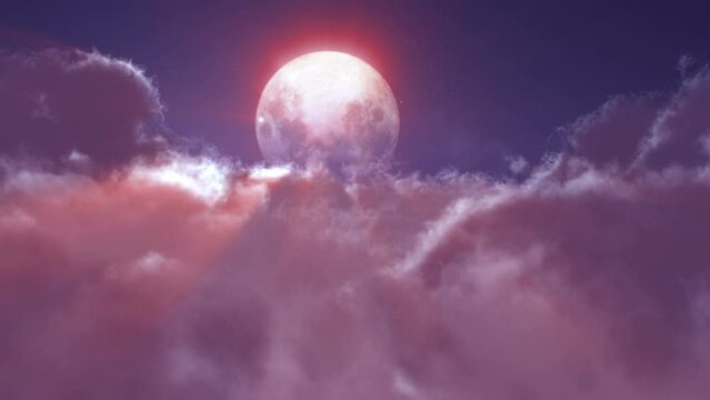 dream fly in clouds and moon