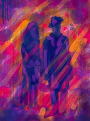 abstract watercolor background. People 