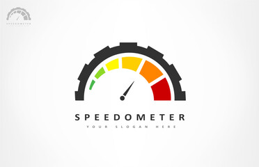 Speedometer logo vector. Design vector illustration.