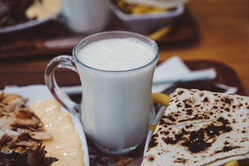 Arabic food. plate of food in a restaurant with Arabic specifics.