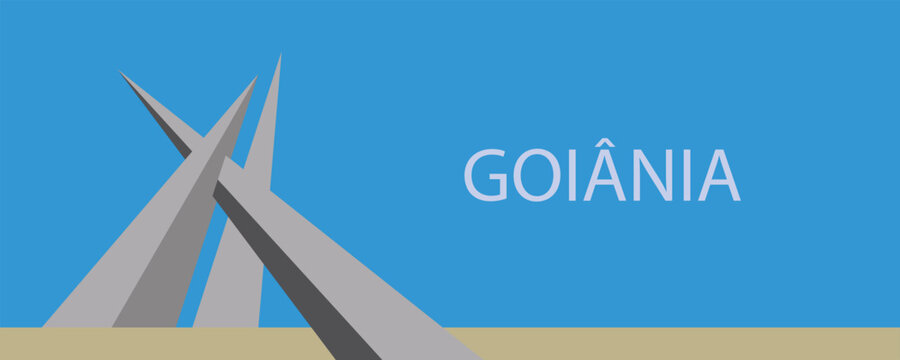 Monumento dos Tr&ecirc;s Marcos em Goi&acirc;nia no estado de Goi&aacute;s - Brasil - Am&eacute;rica do Sul - Ilustra&ccedil;&atilde;o vetor