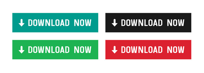 Download button. Set of flat buttons. Vector clipart isolated on white background.	