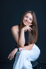 Fototapeta premium business woman on black background, Beautiful woman