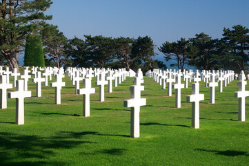 Fototapeta na wymiar Cimitero memoriale Americano Normandia . Sbarco in Normandia