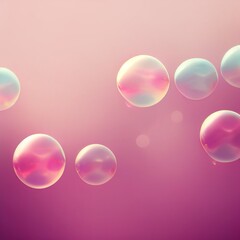 Minimal pink pastel background with soap bubbles.