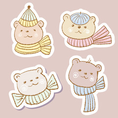 A set of stickers with teddy bears