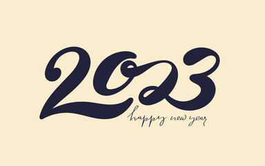 Hand drawn number 2023. Textured 2023 logo for card, postcard, calendar, promotion, sale design template. Happy New Year symbols. Vector Christmas elements, isolated on white background.