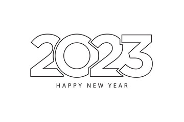 Simple style lines happy new year 2023 black white theme