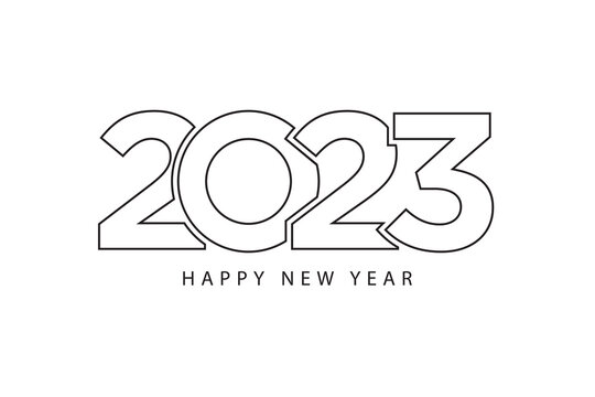 Simple style lines happy new year 2023 black white theme