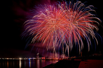 fireworks over Bremerhaven at August 20, 2022