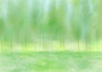 illustration of meadows and forests