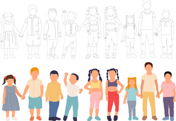 kids make friends in flat style isolated, vector