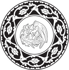 bird family with floral frame vector design