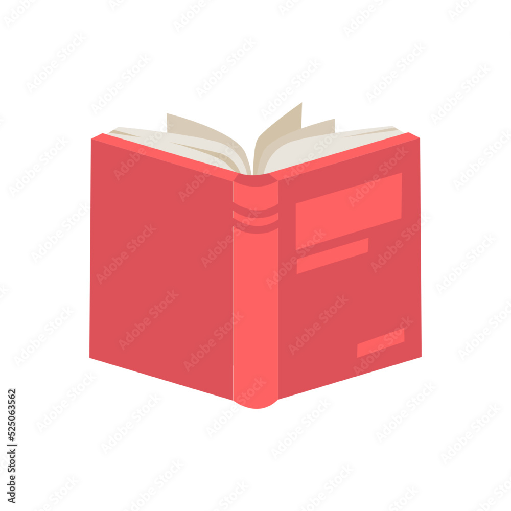 Aufkleber Textbook or journal with hardcover, isolated book for reading on leisure or studying in university or school. Isolated publication with open pages. Vector in flat style