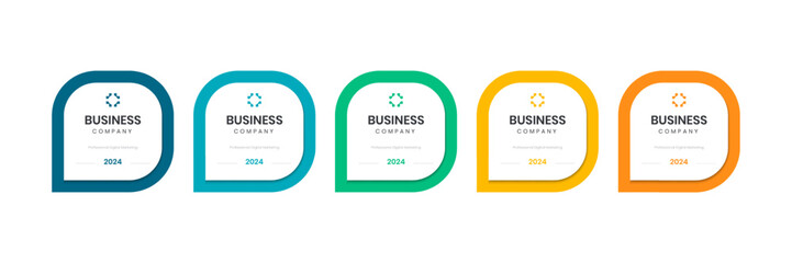 Badge Certification with modern shape design. Business infographic with 5 options or steps.