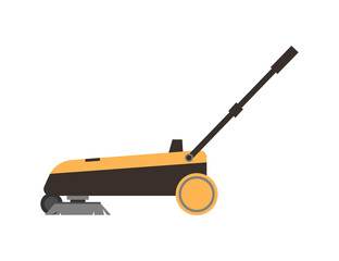 Hoover appliance for cleaning up and tidying space or office. Isolated electronic technologies for household chores. Vacuum cleaner model with handle. Vector in flat style